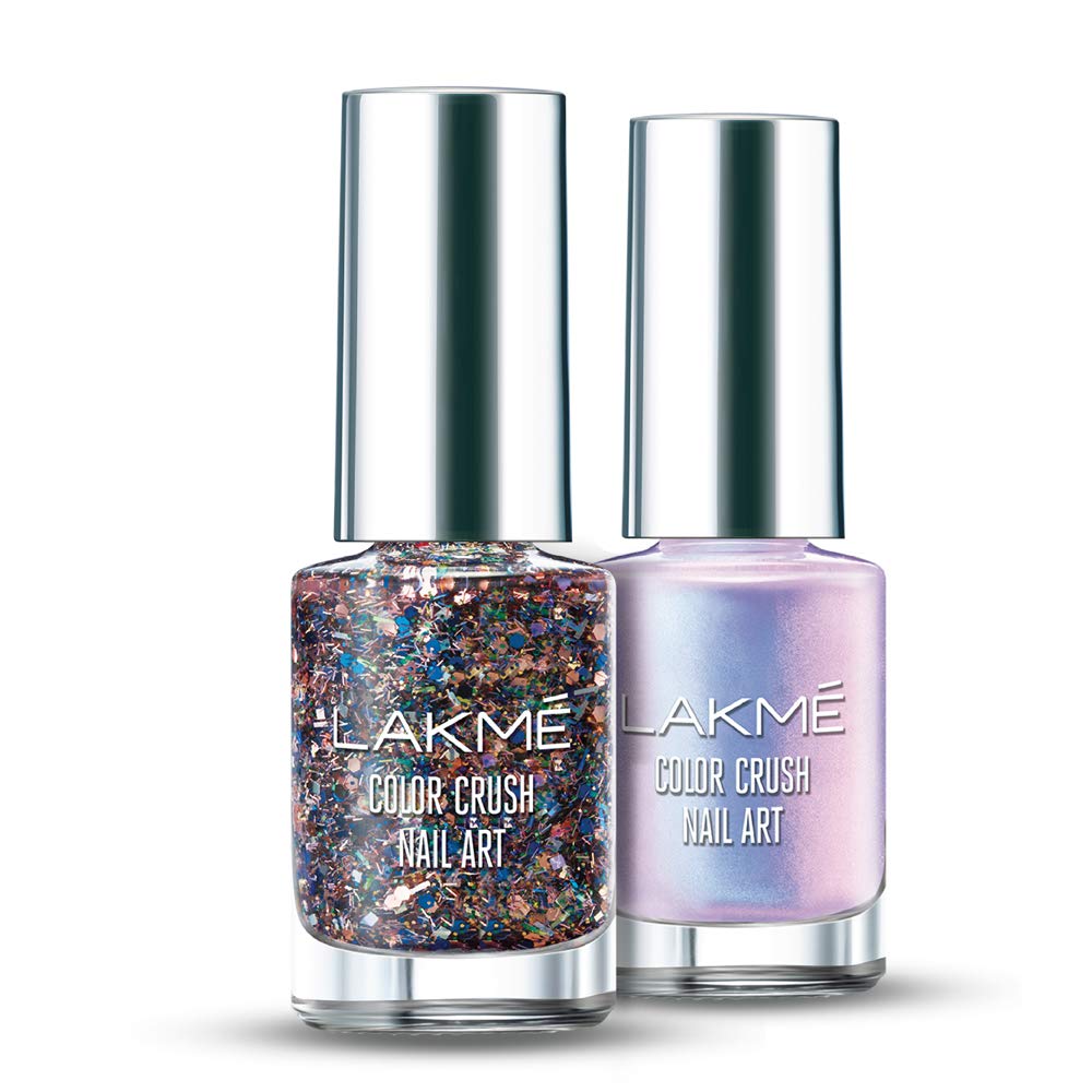 Lakmé Nail Color Remover, 27Ml & Lakmé Color Crush Nailart, M11 Classic Silver, 6 Ml