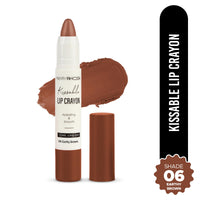 Hilary Rhoda Kissable Lip Crayon |12-Hour Stay | Highly Pigmented Matte Finish | Smudge-Proof & Transfer proof Lipstick | Retractable Lip Crayon | 3.5g - (Earthy Brown | Shade 06)