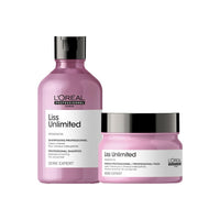 L'OREAL PROFESSIONNEL PARIS Liss Unlimited Shampoo 300Ml And Hair Mask 250Gm Combo For Rebellious Frizzy Hair, Serie Expert (Pack Of 2)