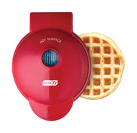 DASH Mini Maker for Individual Waffles, Hash Browns, Keto Chaffles with Easy to Clean, Non-Stick Surfaces, 4 Inch, Red Waffle Maker