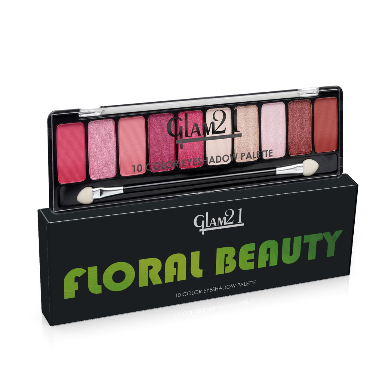 Glam21 Floral beauty 10 Color Eyeshadow Palette |Long-Lasting | Smudge Free | Long Wearing And Easily Blendable Eye Makeup Palette Matte, Shimmery And Metallic Finish Floral beauty