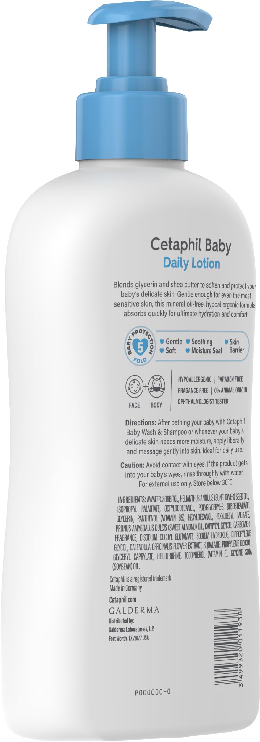 Cetaphil Baby Daily Lotion, Suitable for baby’s delicate skin, Shea Butter and Vit E, Dermatologist Tested and Pediatrician Recommended, 400 ml