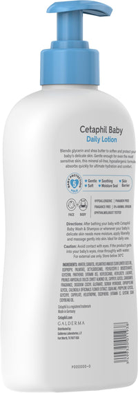 Cetaphil Baby Daily Lotion, Suitable for baby’s delicate skin, Shea Butter and Vit E, Dermatologist Tested and Pediatrician Recommended, 400 ml