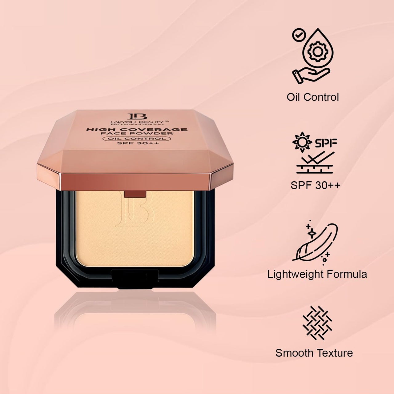 Lakyou Beauty 2in1 High Coverage Compact Powder | Oil Control | SPF-30++ | Waterproof | Matte And Shimmer Shade | Long Lasting | 30g (03(Natural Beige))