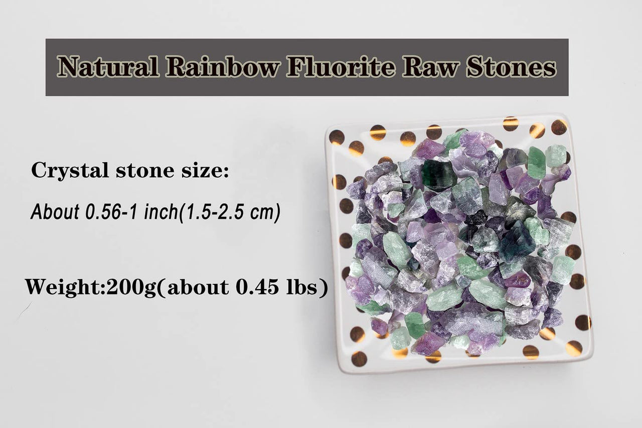 DUQGUHO Fluorite Natural Crystal Quartz Bulk Raw Rough Healing Crystal Stones Reiki Crystal Stone Tumbling Cabbing Fountain Rocks Polishing Cutting Gemstone 0.45 lbs 03 Fluorite