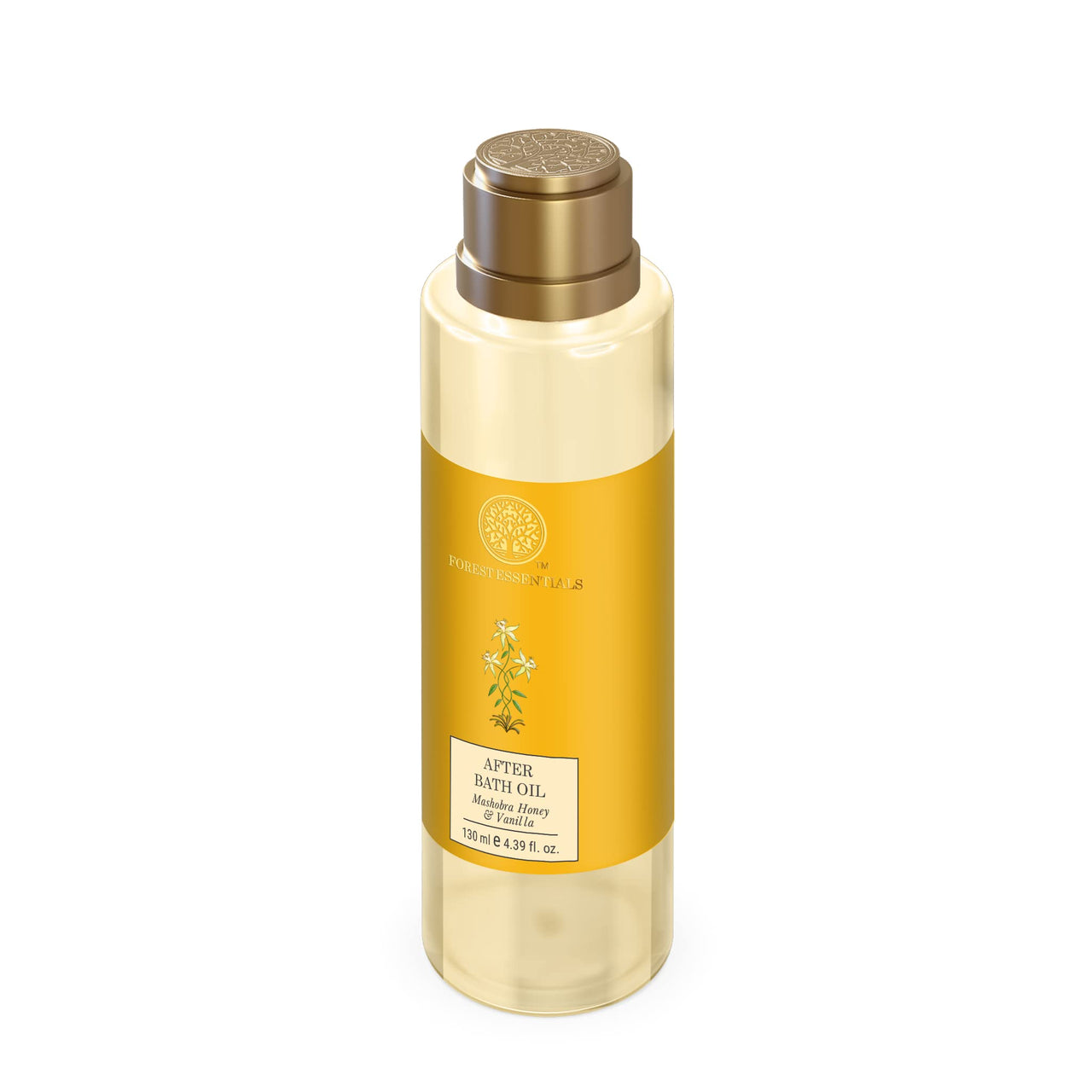 Forest Essentials After Bath Oil Mashobra Honey & Vanilla | Ayurvedic Moisturizing & Nourishing Shower Oil For Body | Purifying, Scented Bath Oil For Women & Men | 130 ml