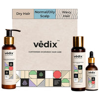 Vedix Ayurvedic Regimen for Dry, Wavy Hair/Normal-Oily Scalp - Ayurvedic Hair Care Regimen - 3 Product Kit - Oil + Shampoo - Nuyantra Pro Hair Growth Serum