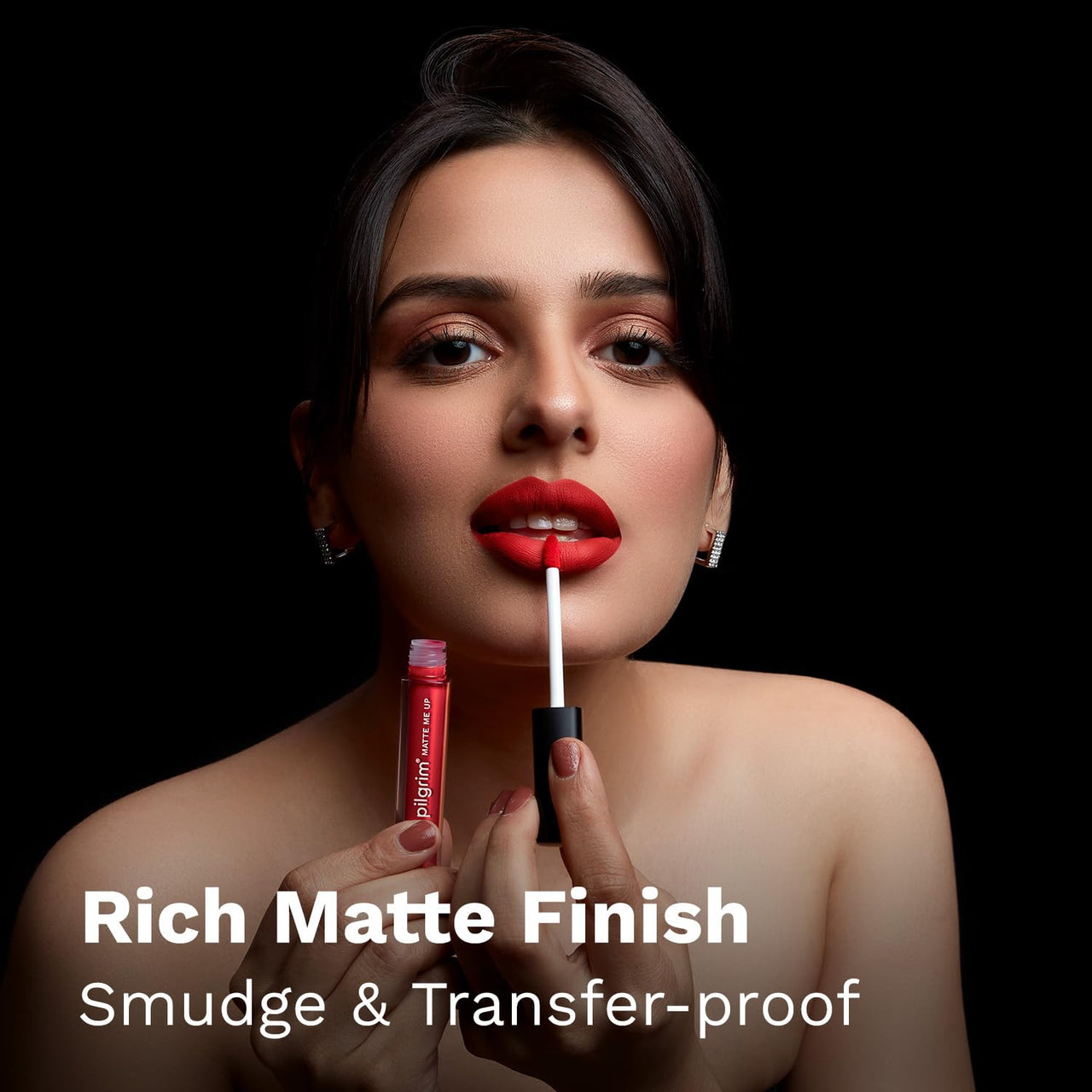 Pilgrim Liquid Matte Lipstick - Siren Red | Lipstick for Women with Hyaluronic Acid & Spanish Squalane | Transferproof, Long Lasting & Non Drying with Hydrating Ingredients 3gms