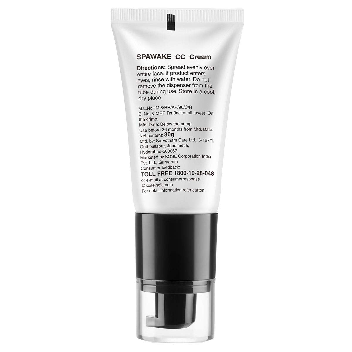 Spawake CC Cream 01 Light Beige with SPF 32/PA++, for All Skin Types, 30g