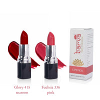 Barva Natural & Moisturising Lipsticks made using Clarified Butter, Kokum butter and Mineral Colours, 4.3g (Pack of 2) (Fuchsia 336 & Glory 415)