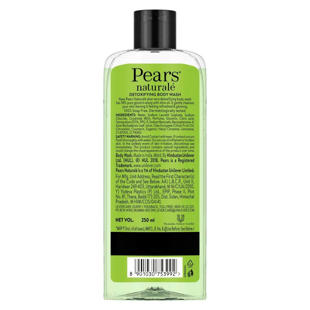 Pears Pure & Gentle Shower Gel SuperSaver XL Pump Bottle, 750 ml & Pears Naturale Detoxifying Aloevera Bodywash, 250 ml