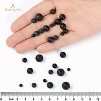 BEADNOVA Black Matte Onyx Beads Natural Crystal Beads Stone Gemstone Round Loose Energy Healing Beads with Free Crystal Stretch Cord for Jewelry Making (8mm, 45-48pcs) 8mm 13) Black Matte Onyx Beads
