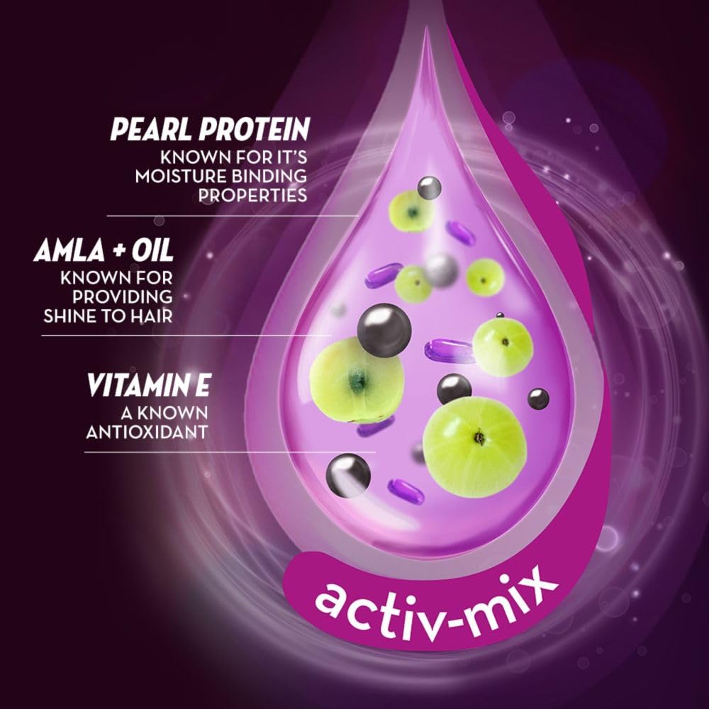 Sunsilk Stunning Black Shine Shampoo, With Amla+Oil, Pearl Protein & Vitamin E For Long Lasting Shine, 1 Ltr