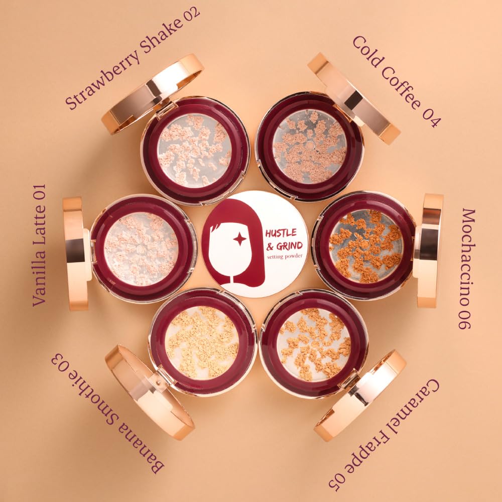 Typsy Beauty Hustle & Grind Setting Powder I Caramel Frappe I Unique In-Built Powderizer for Zero Waste & Spilling I Packed with Hayalauronic Acid & Ceramides I Medium Beige I Paraben Free | 4.5g