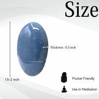 Angelite Palm Stone - Hot Massage Worry Stone for Natural Body Chakra Balancing, Reiki Healing and Crystal Grid Angelite