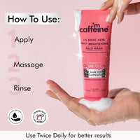 mCaffeine CLEAR GLOW 1% Kojic Acid Daily Brightening Face Wash with Glutathione For Dark Spots & Pigmentation |Brightens Skin |Face Wash For Men & Women | Non-Drying, Fragrance Free - 100ml