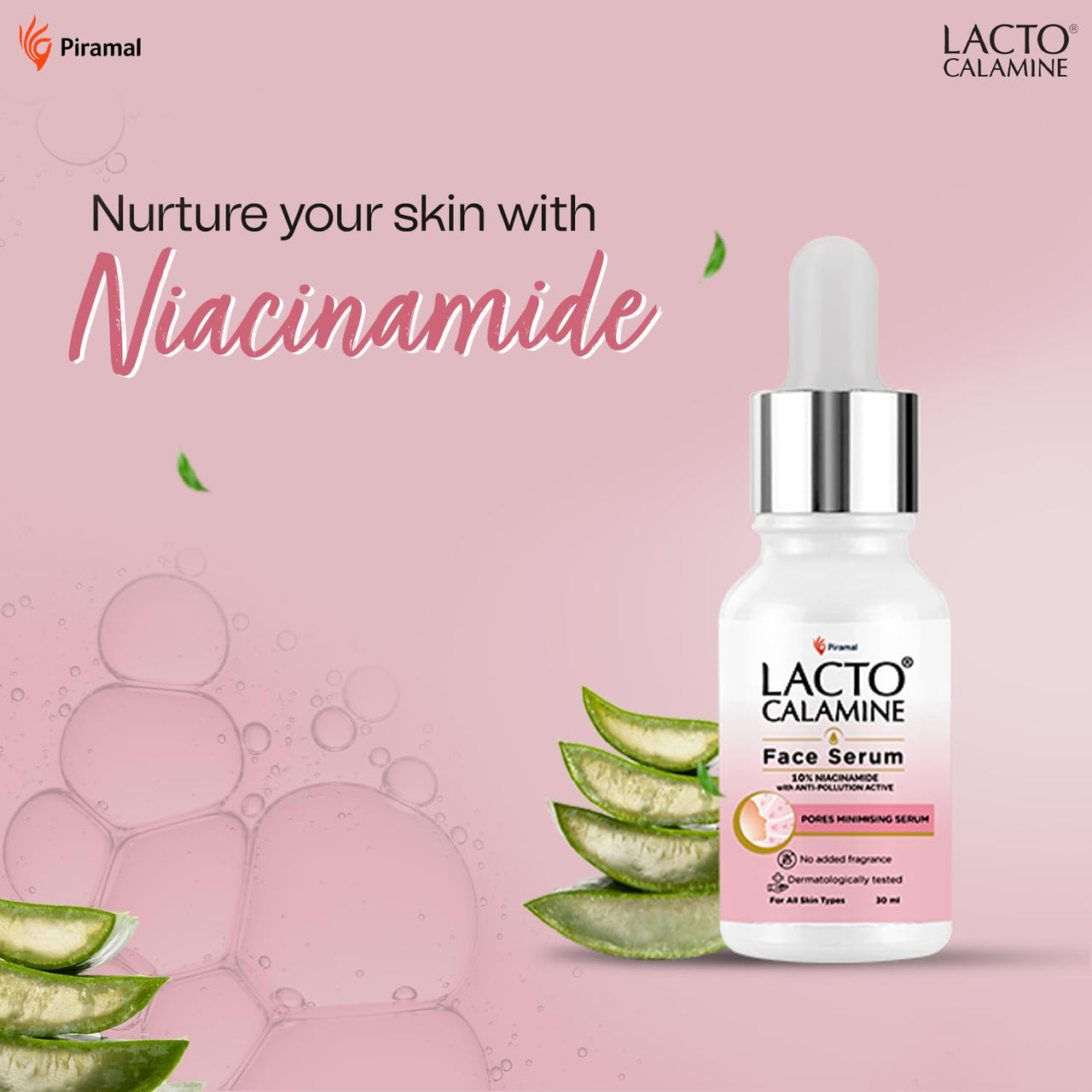 Lacto Calamine 10% Niacinamide Face Serum | 30ml | Pore Minimizing, Acne Marks, Blemishes & Oil Balancing | Face Serum for Women & Men | Reduces Pigmentation | Dermatologically Tested & Fragrance Free