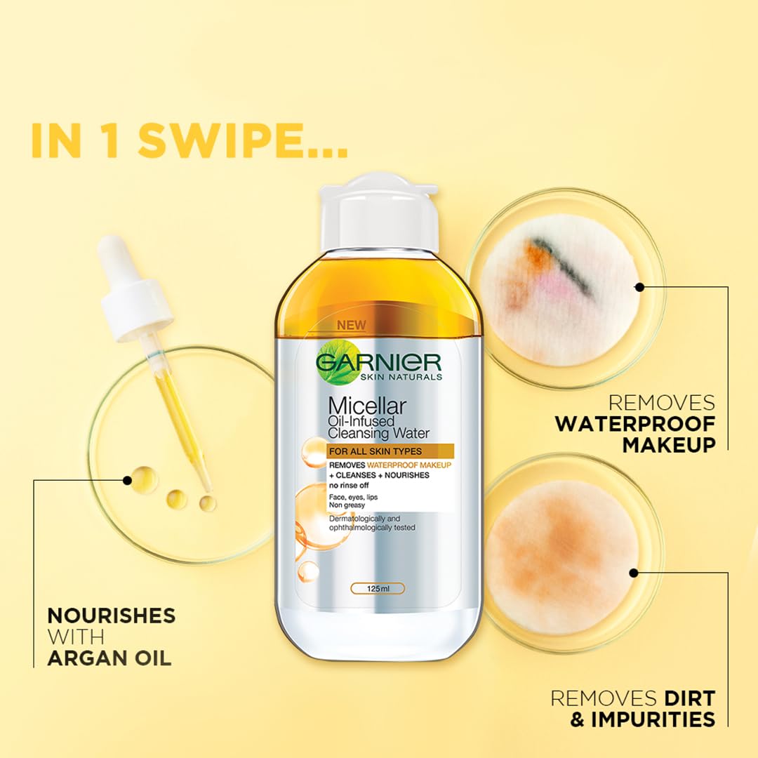 Maybelline New York Colossal Liquid Kajal, Super Black, 0.35G, Volum Express Colossal Waterproof Glossy Mascara, 10Ml And Garnier Micellar Cleansing Bi Phase Water, 125Ml