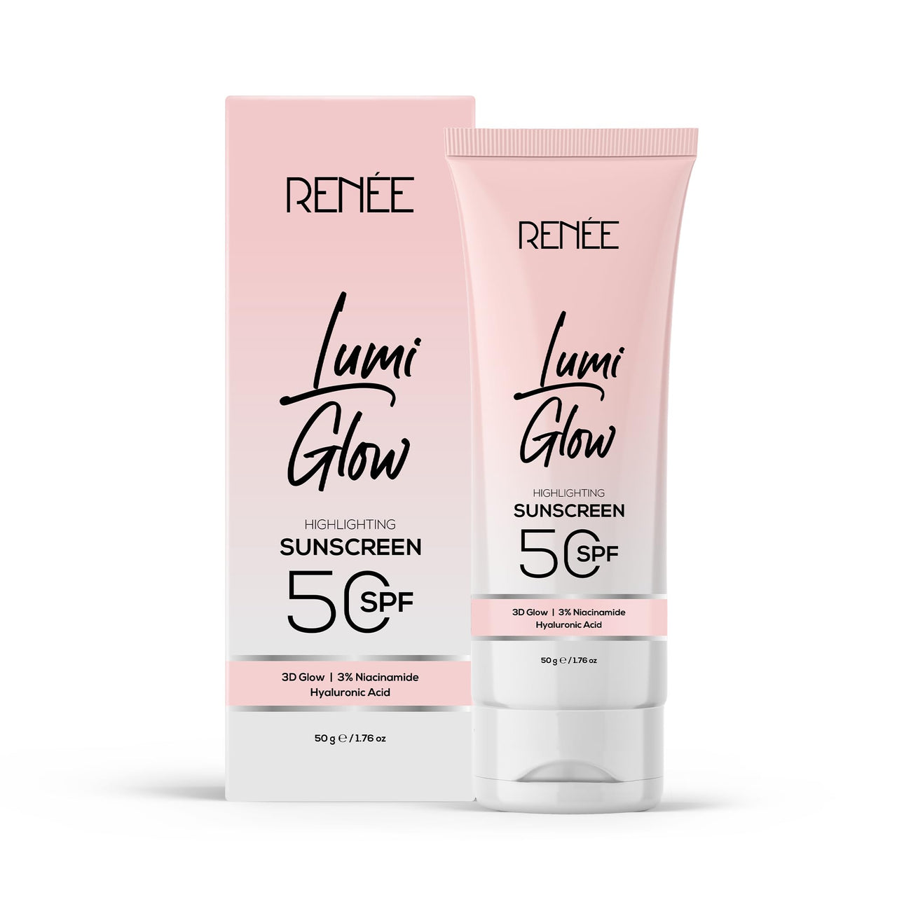 RENEE Lumi Glow Highlighting Sunscreen with SPF 50, Lightweight & Non-Sticky, No White Cast, Protect against UVA-UVB, Radiant Finish, Nourishes skin With Niacinamide and Hyaluronic acid