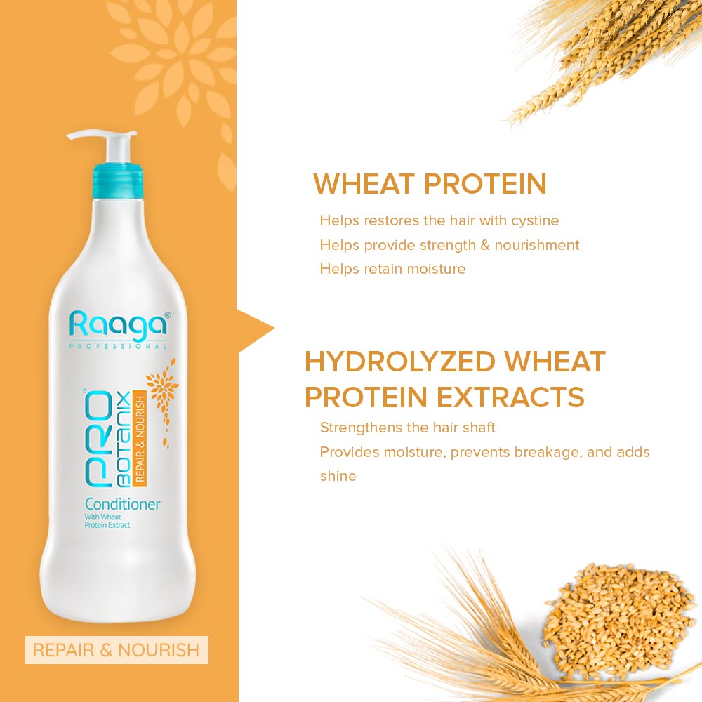 Raaga Professional Probotanix Repair and Nourish Conditioner for Smooth and Strong Hair, Repairs and Nourishes Dry Damaged Hair, For Men and Women, 1000ml