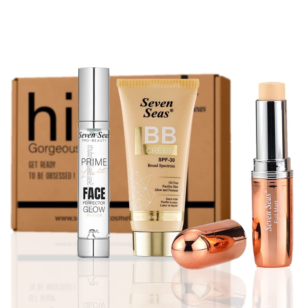 Seven Seas Face Makeup Set For Dusky Skin Tone Daily Use Makeup Pack OF 3 (Natural)