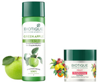 Biotique Bio Fruit Whitening/Brightening Lip Balm, 12g & Biotique Green Apple Shine & Gloss Shampoo & Conditioner For Glossy Healthy Hair, 190 ml