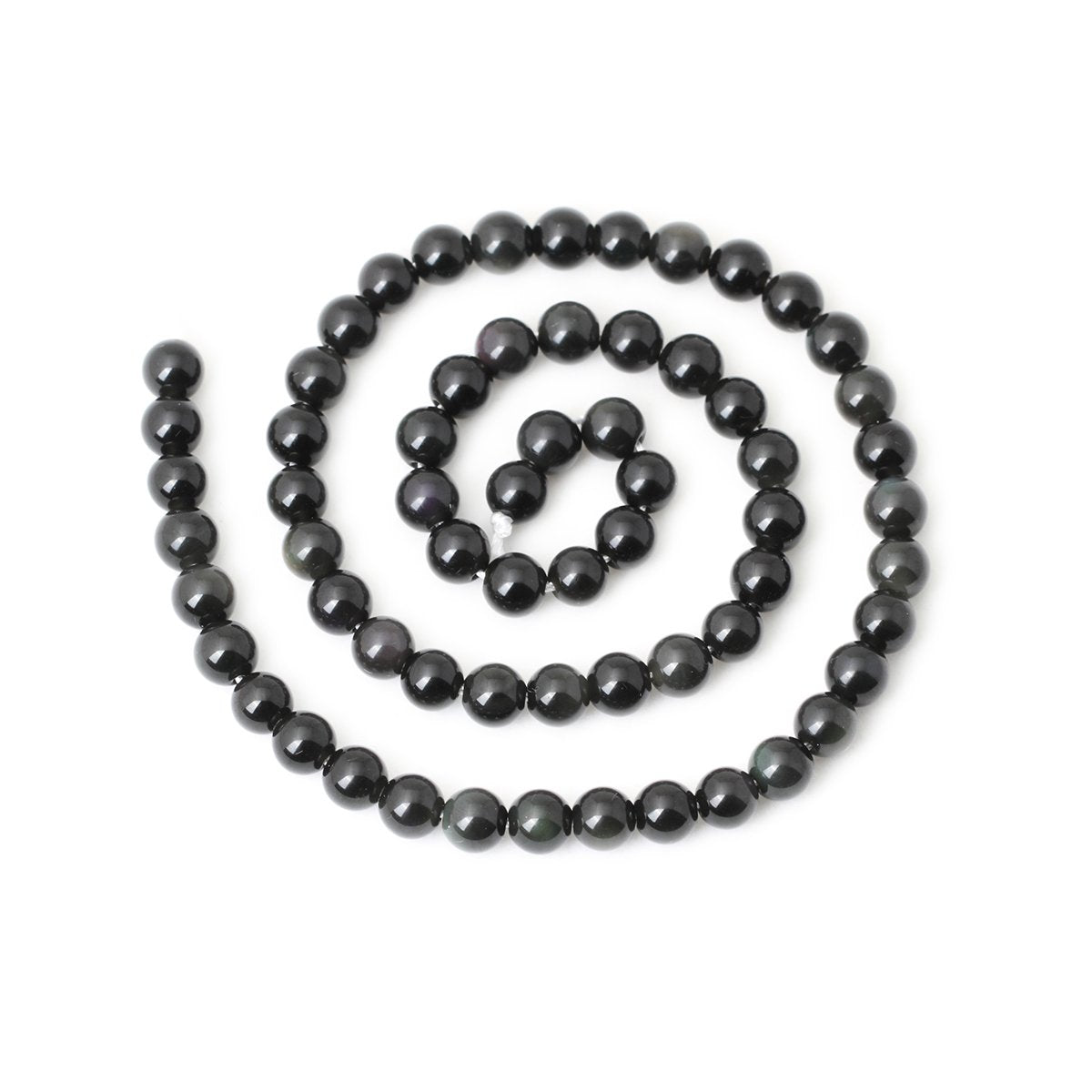 CHEAVIAN 60PCS 6mm Natural Black Obsidian Gemstone Round Loose Beads Crystal Energy Stone Healing Power for DIY Jewelry Making 1 Strand 15"