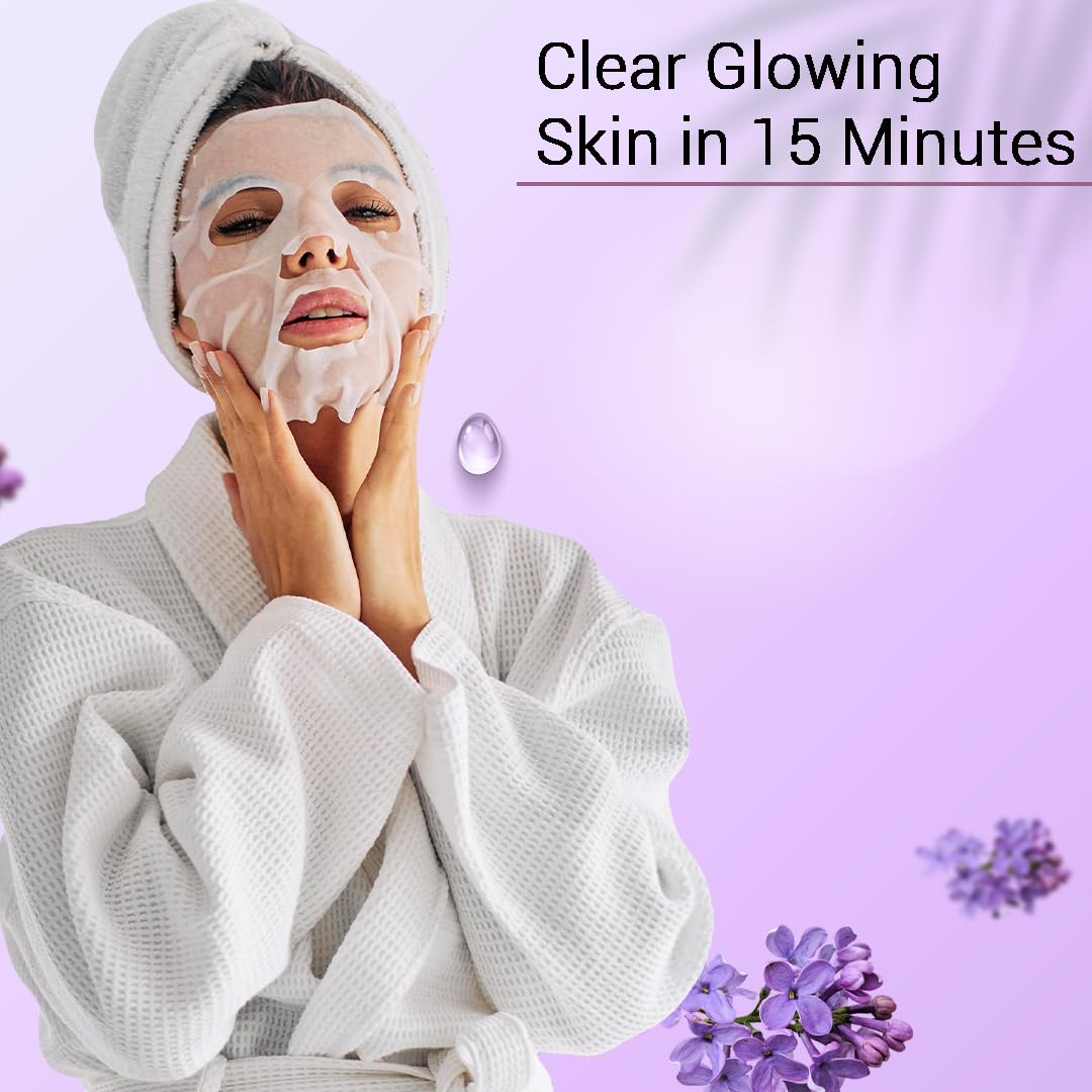 Mancode Lavender Facial Sheet Mask 25ml Promotes Soft and Smooth Skin Firming Cleansing Pore Reducing Brightening and Enhances Daily Glow Korean Sheet Mask for Men Women Sheet Mask Set Combo Pack of 5