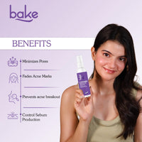 BAKE 5% Niacinamide & Rice Water Toner | Fermented Rice Water Extract | For Dry & Acne Prone Skin | Alcohol Free Toner with Hyaluronic Acid | Smoothens Uneven Skin | Fades Acne Marks | 100ml