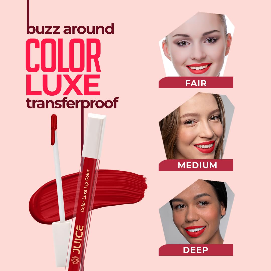 Juice Red Addict - M03 Kiss Sensation Lipstick & Cherry Pop - M07 Color Luxe Liquid Lipstick with Goodness of Bio Retinol, & SPF 15 UV Protection