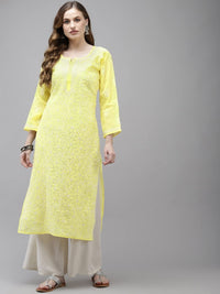 Ada Hand Embroidered Lucknowi Chikankari Cotton Kurta Kurti for Women A411165