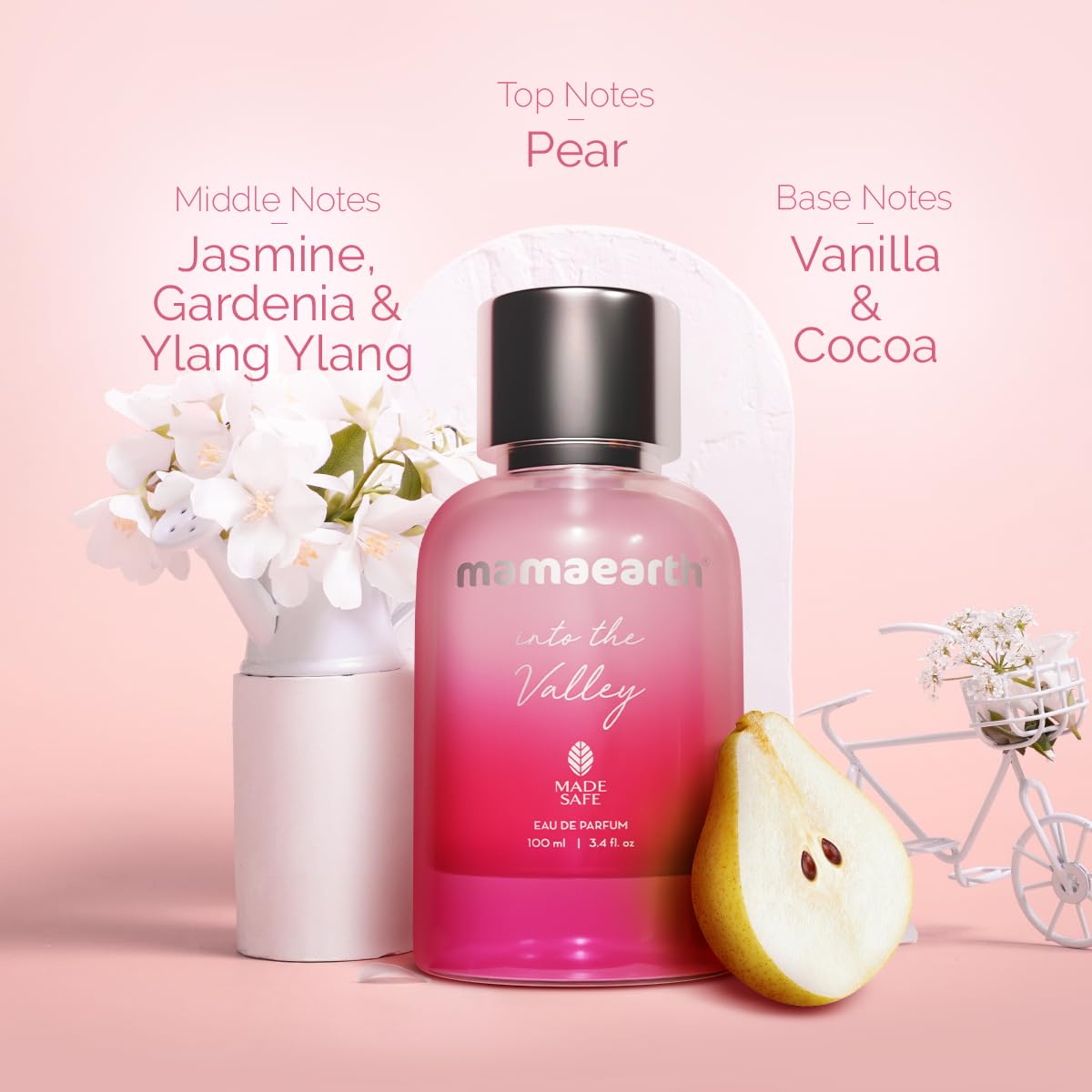 Mamaearth Into The Valley Liquid Eau De Parfum For Women-100Ml|Made Safe Approved|Premium&Long-Lasting Fragrance|Blend Of Exotic Ingredients|Perfume With Pear,Jasmine&Vanilla Notes|Fresh Scent