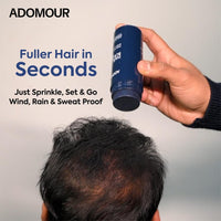 Adomour Hair Building Fiber 27.5g | Keratin Fibers for Thin, Fine & Thinning Hairs | Natural Coverage | Instant Thickening & Volumizing | Bald Spot Cover Up Hair Fiber Powder for Men & Women (Black)