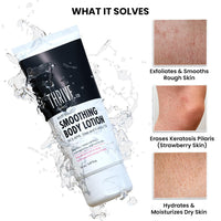 ThriveCo Smoothing Body Lotion for Dry, Rough & Bumpy skin | With AHA, Mahua Oil & Urea | Moisturizes, Hydrates & Treats Keratosis Pilaris,Strawberry Skin in Men & Women | 150 ml