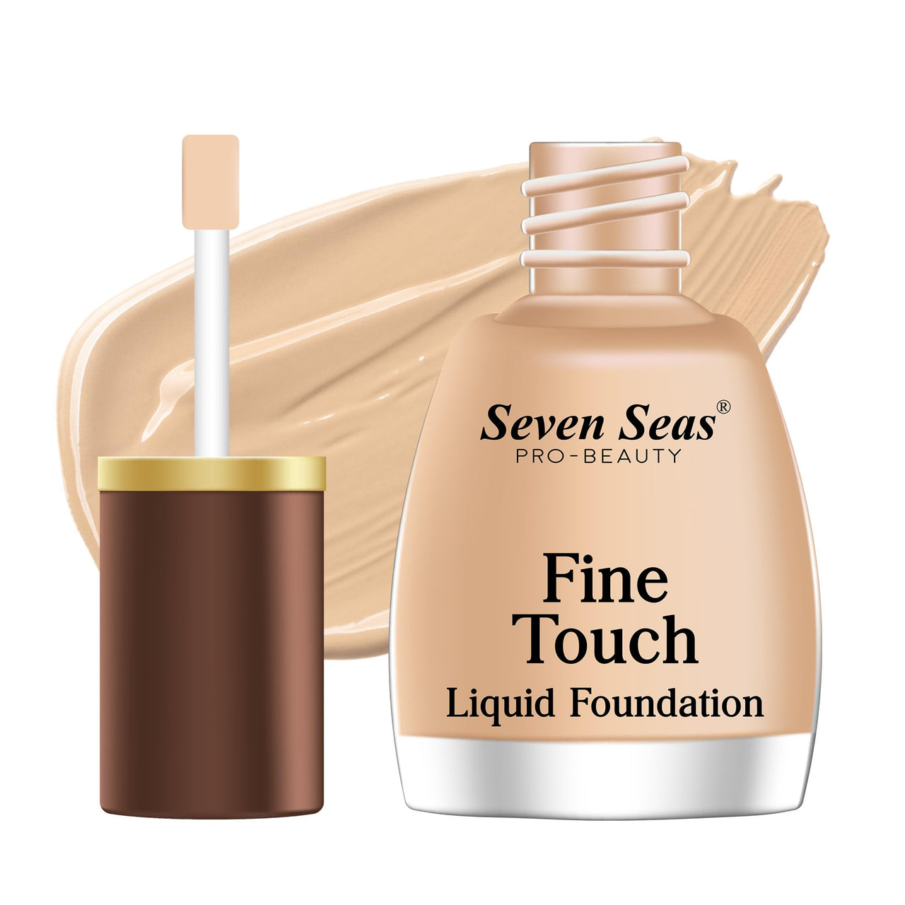 Seven Seas Fine Touch | Long Lasting | Waterproof | Lightweight Liquid Foundation Matte Finish Foundation for Face Makeup (Natural, 12ML)