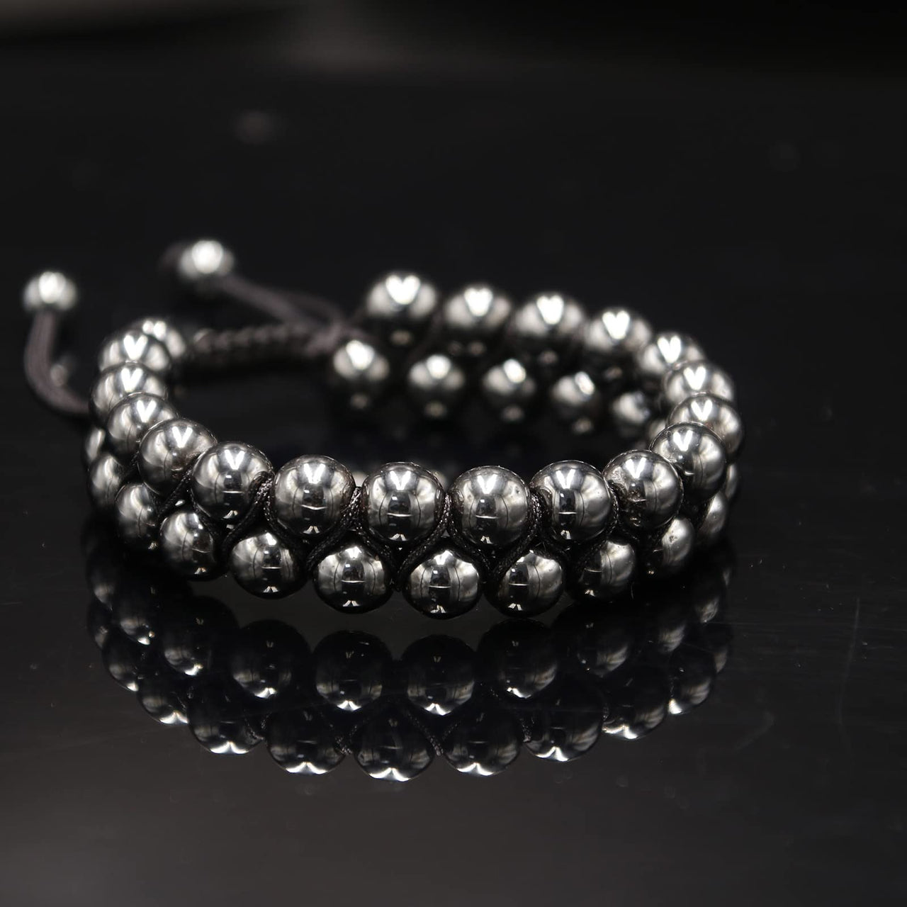 Genasto Natural Hematite Beads Bracelet Chakra Healing Crystal Stone Beaded Bracelet Premium Crystals Protection Stone Bracelet for Men Women Hematite Bracelet without magnetic