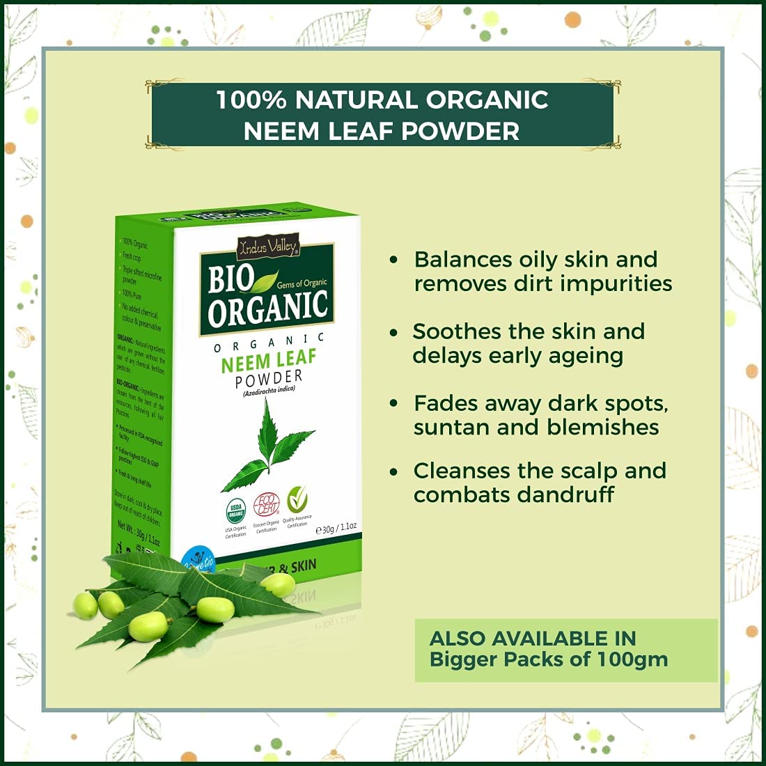 INDUS VALLEY Acne Control Facemask Rose Petals,Orange Peel, Neem, Almond Oil,Tea Tree Oil | Beauty Gift Set, Pack (30g+30+30=90g, 25ml+5ml=30ml)