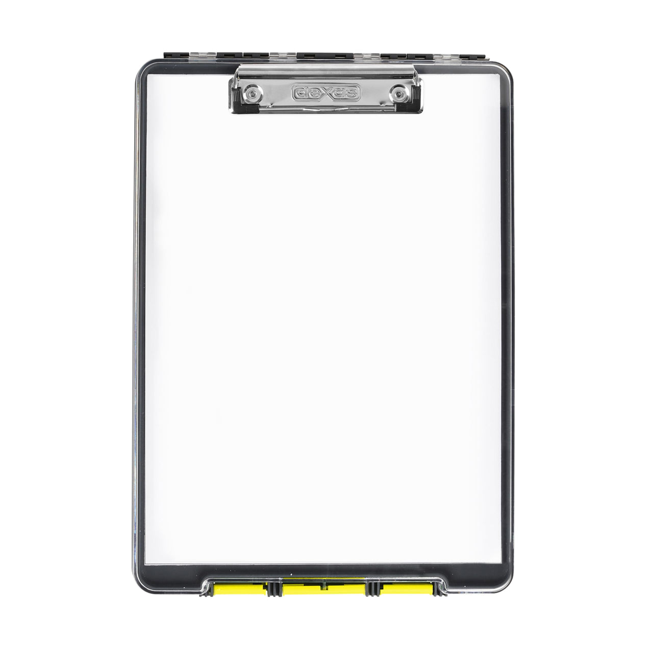 Dexas Clearview Clipcase Clipboard, 13.75 x 9.5 in, Gray/Yellow. See Papers Clearly Outdoors, Stay Organized and Dry. Ideal for Coaching, Teaching, homeschooling, Art, Trades, and Medical pros. Yellow