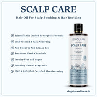 Singular Scalp Care Hair Oil for Itchy Scalp, Soothing & Sebum Control, Cold-Pressed with Tea Tree, Neem, Argan & More - 200ml