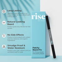 Rise for Men Patchy Beard Fix | Apply in One minute | Natural Look | Smudge & Water Proof | No Side Effects | Alternative to Beard Growth Oils and Serums