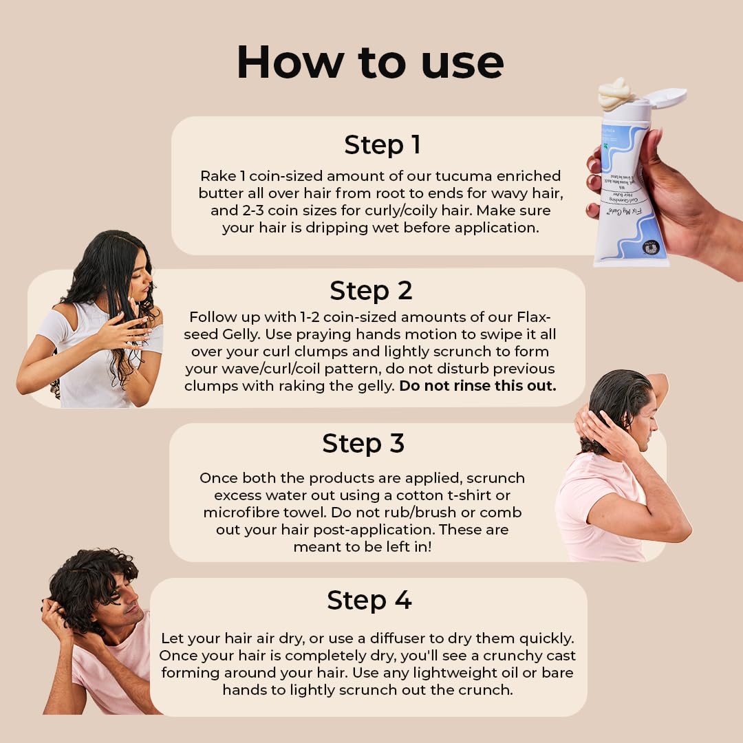 Fix My Curls Curl Quenching Moisture Styling Duo | For Curly, Wavy, Dry, Frizzy Hair | Enriched With Aloe Vera, Chia Seed, and Flax Seed | Silicone Free Curl Activator | Frizz Control | 50gm each