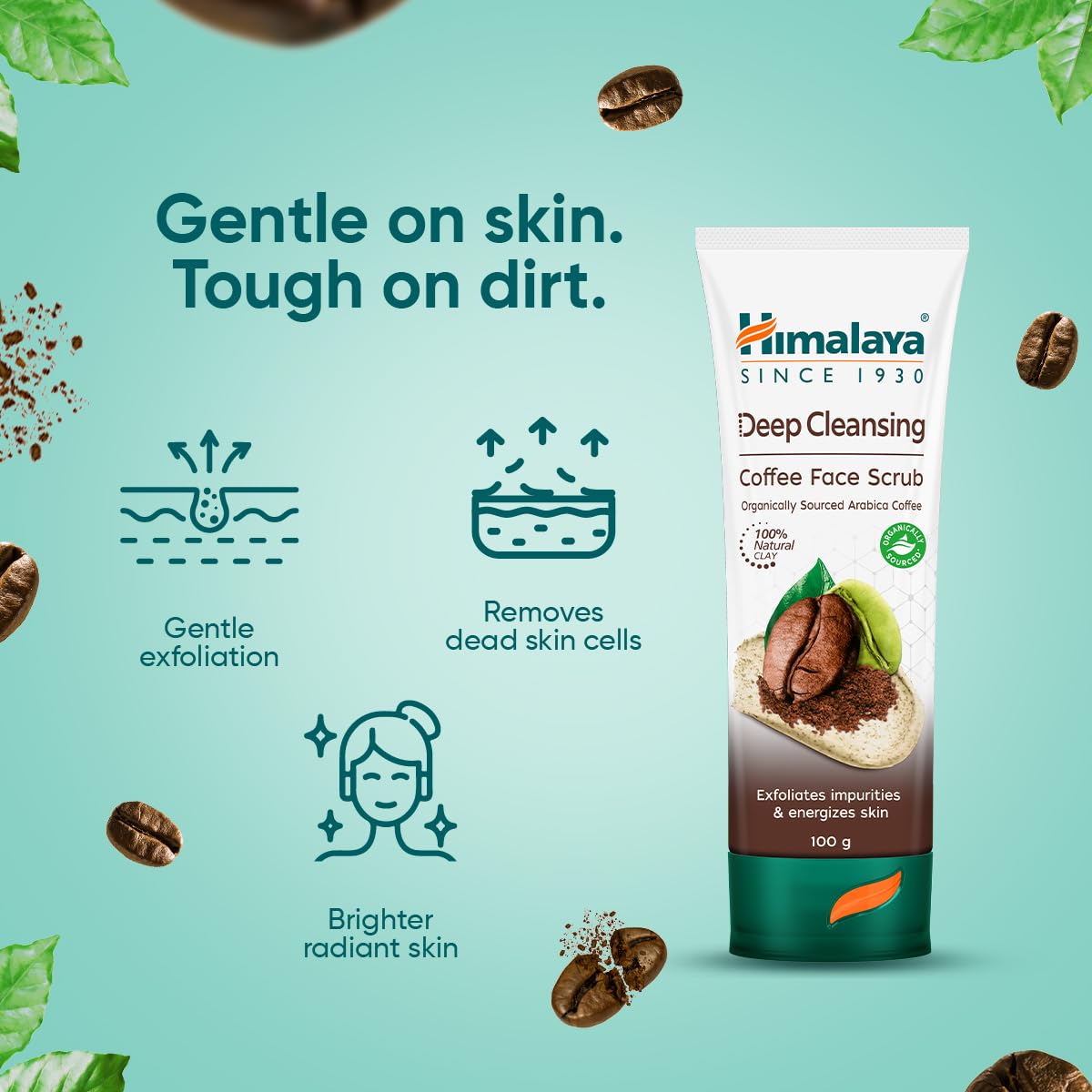 Himalaya Deep Cleasing Coffee Face Scrub | Organically sourced Arabica Coffee | 100% Natural Exfoliants | Exfoliates blackheads & impurities | Paraben free | 100g