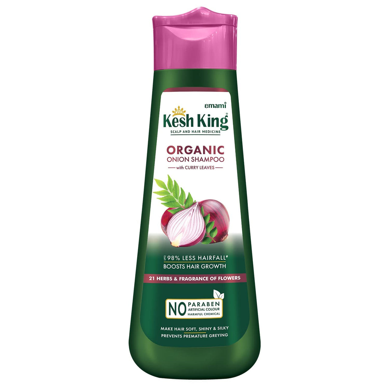 Kesh King Organic Onion Shampoo with Curry Leaves | Anti Hair Fall Shampoo | Reduces Hair Fall Up to 98% & Smooths Hair for 48 Hrs | Ayurvedic Shampoo | Paraben Free - 300ml