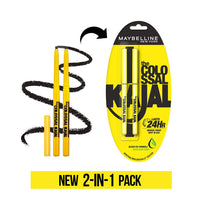 Maybelline New York Kajal Pencil - Twin Pack, 0,35G + 0.35G, Intense Colour, Waterproof, Long Lasting 24Hrs Stay, Colossal Kajal, Black, Matte Finish