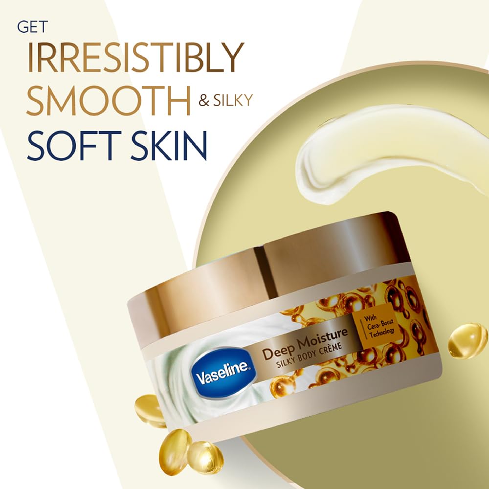 Vaseline Deep Moisture Silky Body Creme, 180 g. With Cera-Boost Technology for Silky Smooth Skin