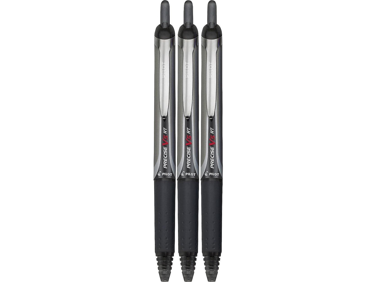 PILOT Precise V5 RT Refillable & Retractable Liquid Ink Rolling Ball Pens, Extra Fine Point (0.5mm) Black Ink, 3-Pack (26052) 3 Count (Pack of 1) Pens + Pens, Assorted Color Inks (Ball Pens)
