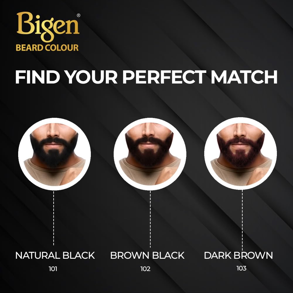 Bigen Men's  Beard Color, 40g - Brownish Black B102 (Pack of 1)