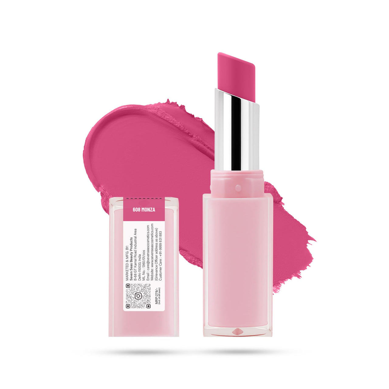 Seven Seas Creamy Matte Long Stay Lipstick | Smooth Glide | Waterproof & smudge proof lipstick | High Rich colors Matte Finish Lipstick (MONZA, 3.5g)