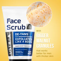 Ustraa De-Tan Face Scrub for Men, 100g | Exfoliation & Effective Tan Removal | No SLS & Power Face Wash - 200g - Energize & De-Tan | Helps Effectively Remove Tan, Brightens Skin