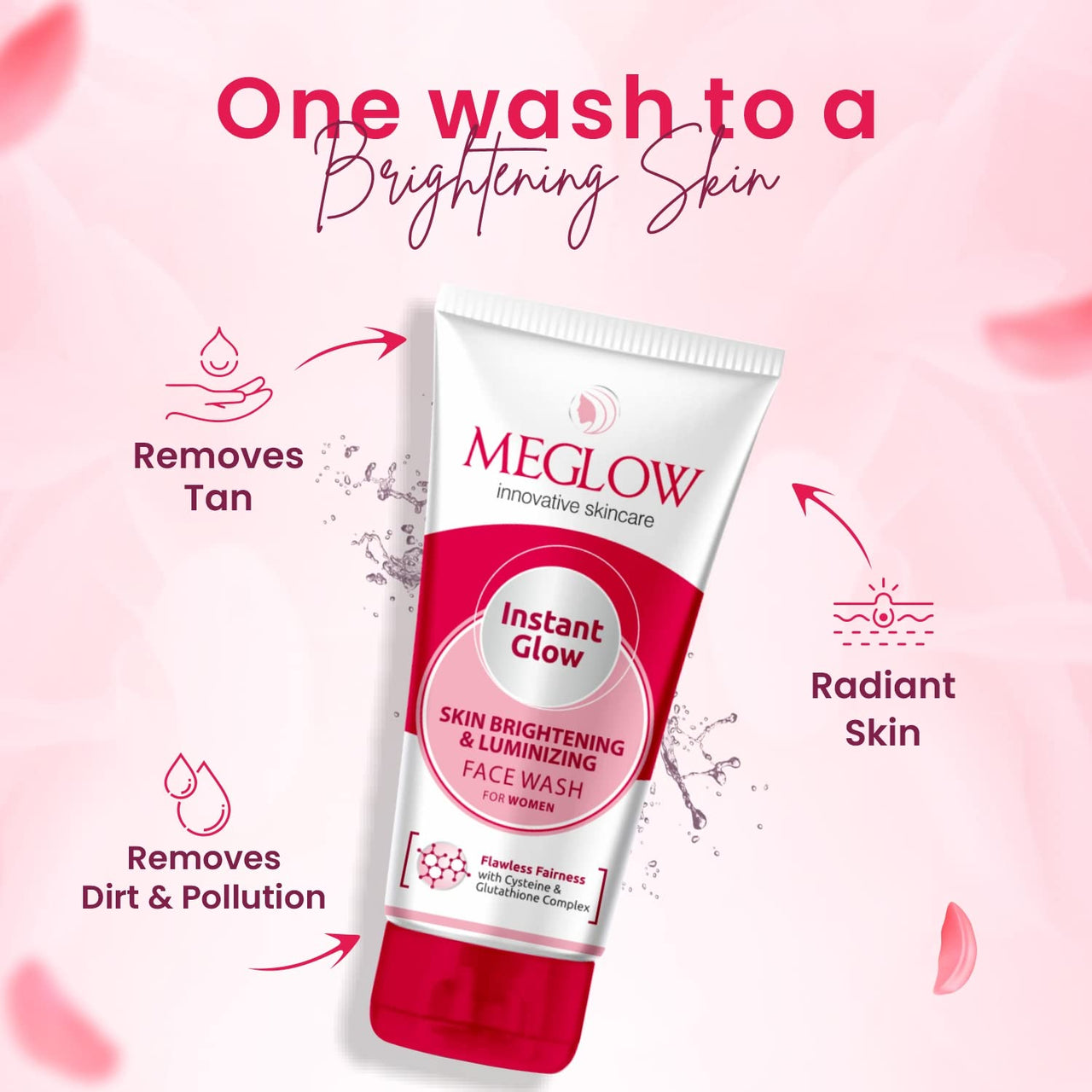 Meglow Women Fairness Combo Pack of 2- Fairness Cream (50g) with Aloevera Extract & Vitamin E |Instant Glow Facewash 70g With Skin Brightening and Luminizing |Paraben Free Formula